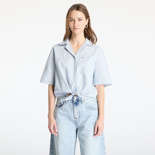 Tommy Hilfiger Srajca Tommy Jeans Crop Linen Shortsleeve Shirt Blue XS Cene