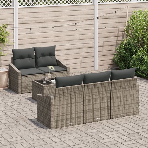 VidaXL 6-dijelni Vrtni Sofa Set s Jastučićima Sivi Poli Ratan Slike