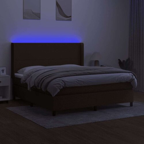  Krevet box spring s madracem LED tamnosmeđi 180x200 cm tkanina Slike
