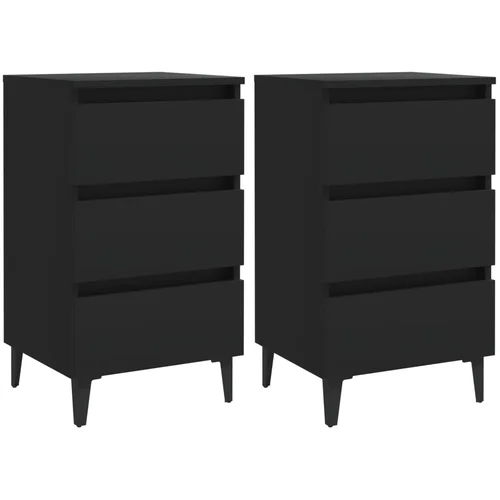 vidaXL 805908 Bed Cabinet with Metal Legs 2 pcs Black 40x35x69 cm