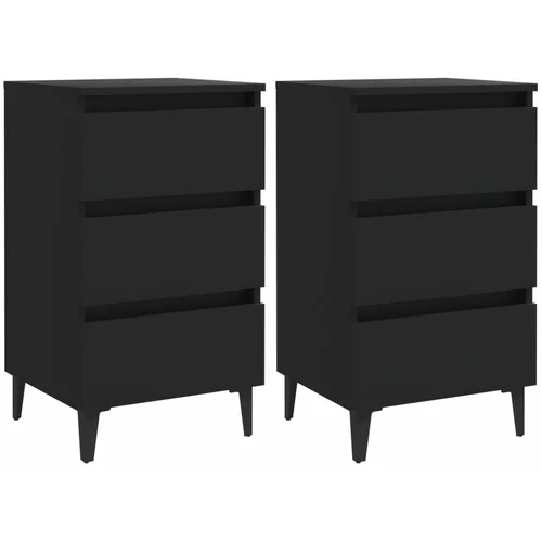 vidaXL 805908 Bed Cabinet with Metal Legs 2 pcs Black 40x35x69 cm