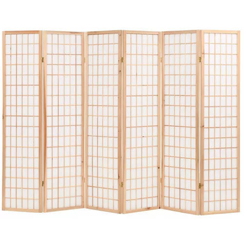vidaXL Sklopiva sobna pregrada sa 6 panela u japanskom stilu 240x170 cm prirodna