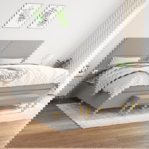 The Living Store Box spring postelja z vzmetnico svetlo siva 180x200 cm blago - Box Spring Postelja, (21517311) Slike