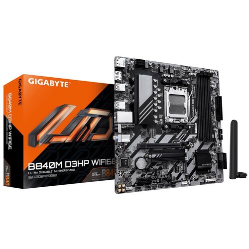 Gigabyte B840M D3HP WIFI6E Motherboard - AMD Ryzen 9000 CPUs, 8+2+2 Phases VRM, up to 8200MHz DDR5(O.C), 2xPCIe 4.0 M.2, Wi-Fi 6E, 1GbE LAN, USB 3.2 Gen 2 Cijene