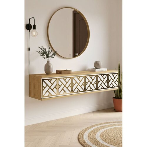 Hanah home komoda Arex 120, 120 cm, hrast Sapphire / bela / zlatna Cene