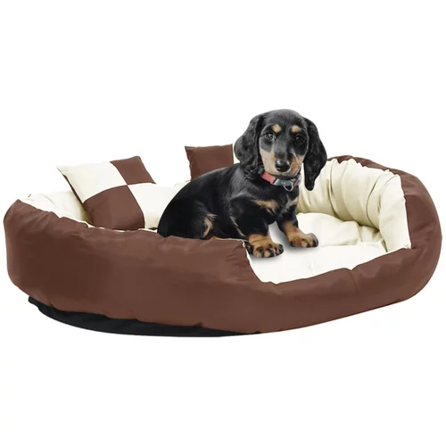  Dvostrani perivi jastuk za pse smeđi i krem 110 x 80 x 23 cm
