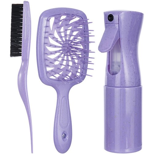 INF Komplet krtač za lase s 3 kosi: krtača za razvozlavanje, krtača z blazino in razpršilka Purple, (21755987) Cene