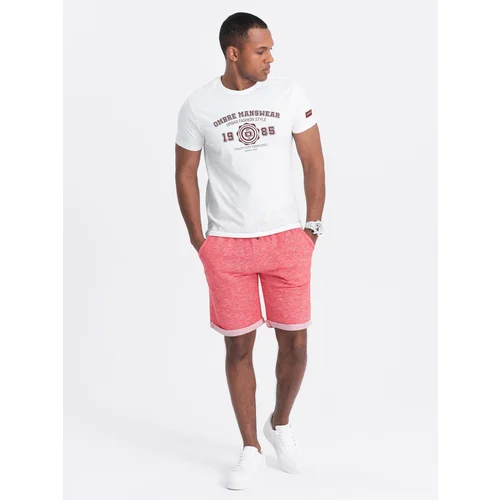 Ombre Men's LOOSE FIT melange fabric shorts - bright red