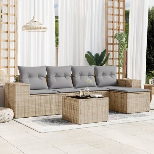 vidaXL 6-dijelni set vrtnih sofa s jastucima bež od poliratana Cijene