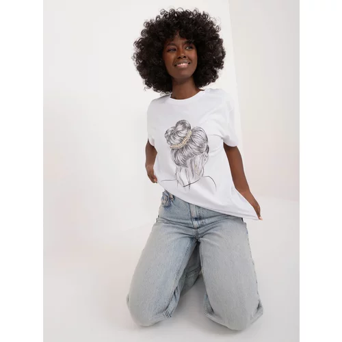 Fashion Hunters White T-shirt with appliqués and print