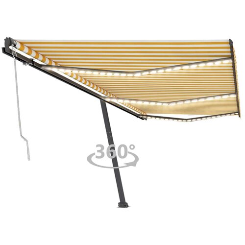 vidaXL Avtomatska tenda LED + senzor 600x300 cm rumena/bela Cene