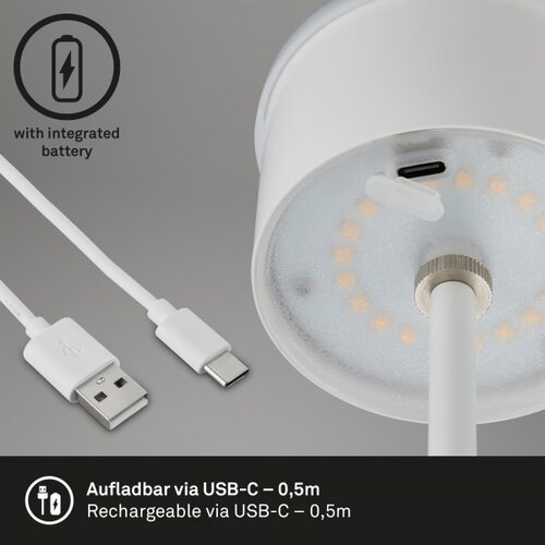 BRILO LED punjiva dodirna stona lampa KIKI LED/2,6W/5V IP44 2600 mAh bela Slike