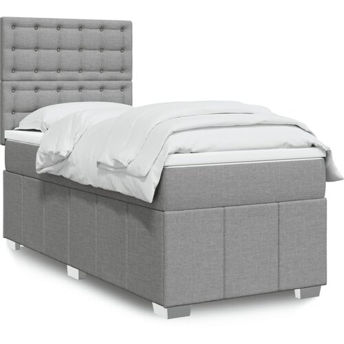 vidaXL Box spring postelja z vzmetnico svetlo siv 100x200 cm blago Cene