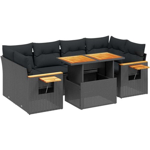 vidaXL 7-dijelni set vrtnih sofa od poliratana s jastucima crni Cijene