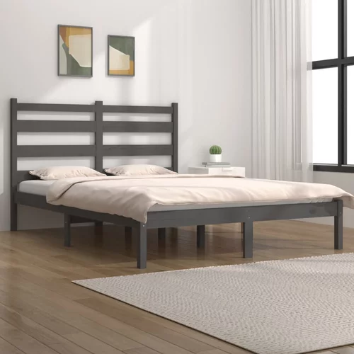  Okvir za krevet od masivne borovine sivi 135x190 cm 4FT6 bračni