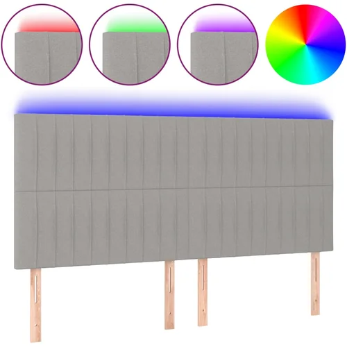 MAISON CHIC led posteljno vzglavje - vzglavna omarica - nočna omarica svetlo sivo 180x5x118/128 cm blago, (21710371)