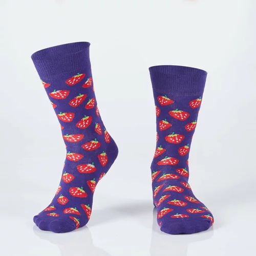 FASARDI Men's purple socks with strawberries