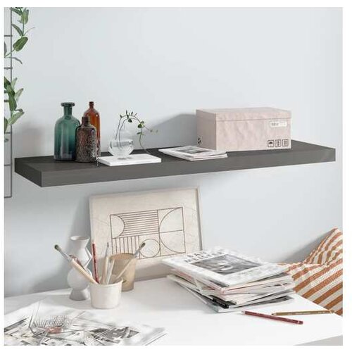  Stenska polica visok sijaj siva 90x23,5x3,8 cm MDF Slike