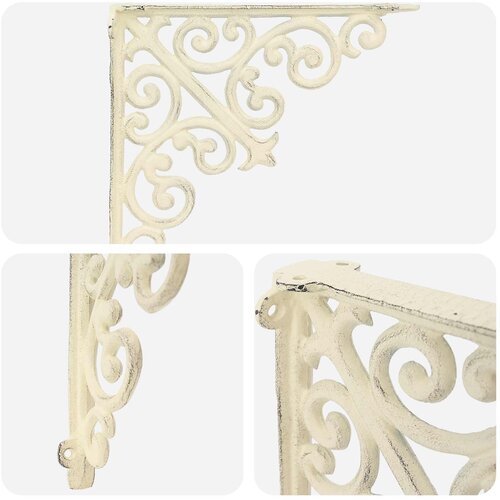  Nosači za zidne police 2 kom. Antič White 14 x 14 x 3,5 cm Slike