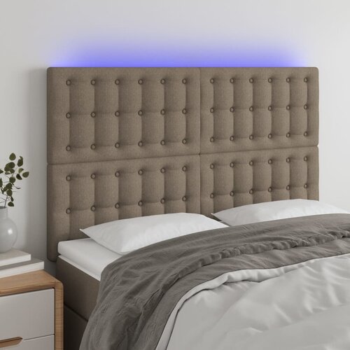  LED uzglavlje smeđesivo 144x5x118/128 cm od tkanine Cijene