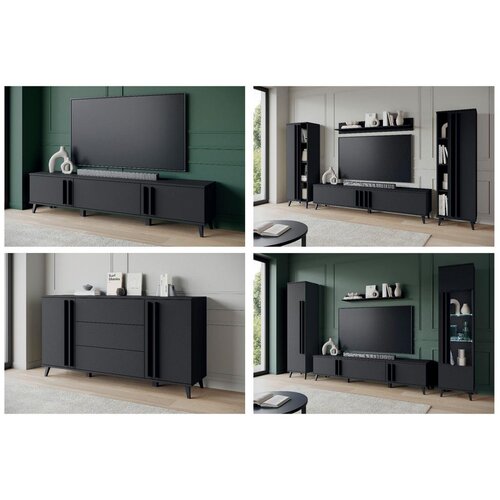 XXXL Dnevni Regal Helsinki 2, Črna, 4-Delno Slike