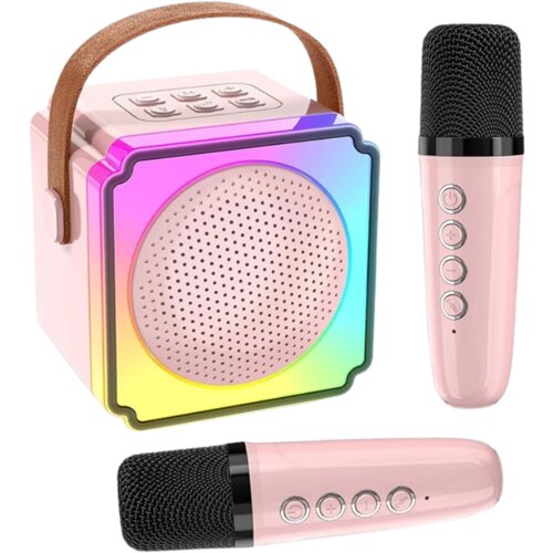  karaoke bluetooth zvučnik sa 2 mikrofona P8, roze Cene