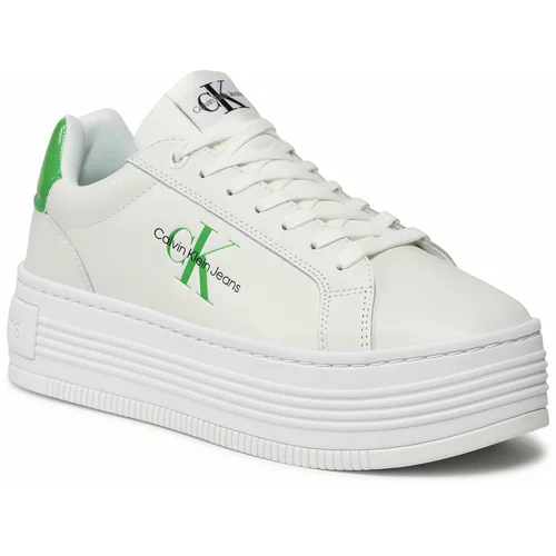 Calvin Klein Jeans Superge Bold Platf Low Lace Lth Ml Met YW0YW01431 Bright White/Classic Green 0K7