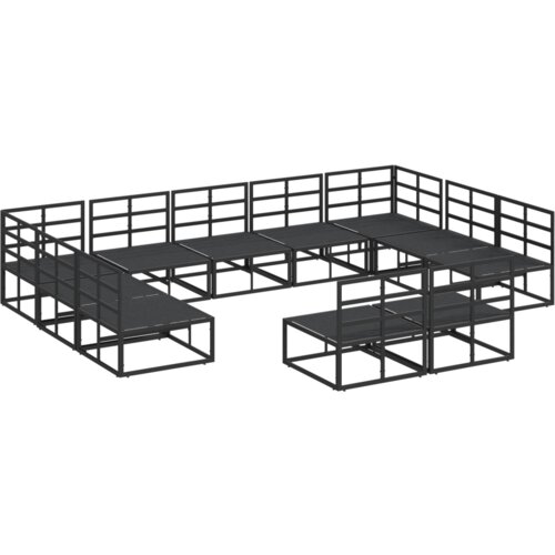 VidaXL Vrtna sedežna garnitura 11 pcs Črna 353 x 211.5 x 71 cm Slike