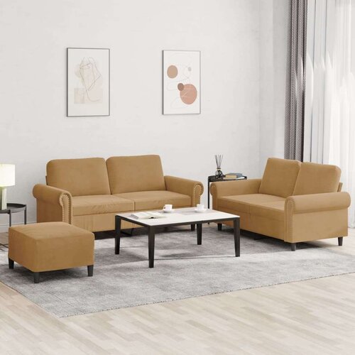  3-dijelni set sofa s jastucima smeđi bar&scaron;unasti Cijene