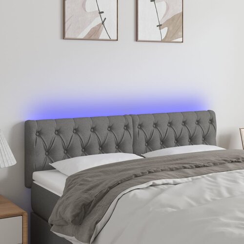 vidaXL LED posteljno vzglavje temno sivo 160x7x78/88 cm blago Cene