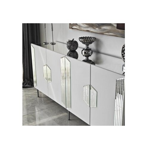 Hanah home komoda Dubai 180x80x40cm bijelo-srebrna Slike