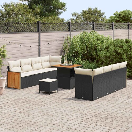  Sjedeća garnitura za vrt 11 kom. 11-Broj sjedala Crna i Krema 80 x 80 x 71 cm Slike