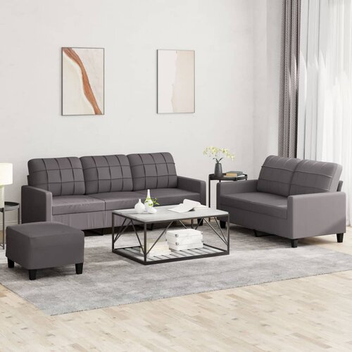 vidaXL 3-dijelni set sofa s jastucima sivi od umjetne kože Cijene