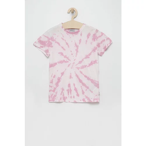Guess Dječja pamučna majica kratkih rukava boja: ružičasta, s uzorkom