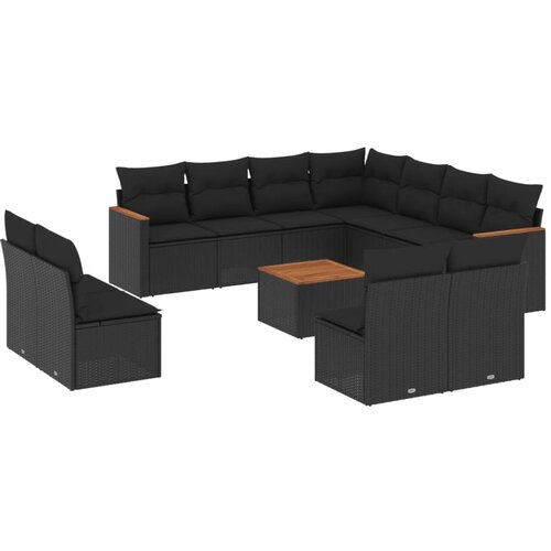 Maison Chic Seti vrtnega pohištva - Vrtna garnitura - Vrtni pohištvo set 12-delna z blazinami črn poli ratan, (21810240) Cene
