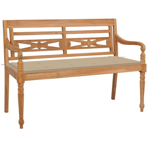 vidaXL klop batavia z bež blazino 120 cm trdna tikovina Cene