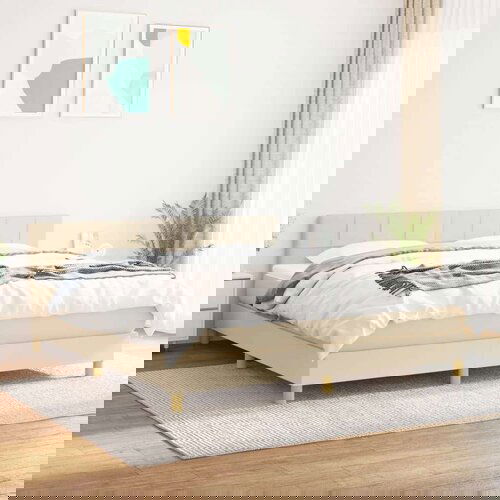  Box spring postelja z vzmetnico krem 180x200 cm blago Cene