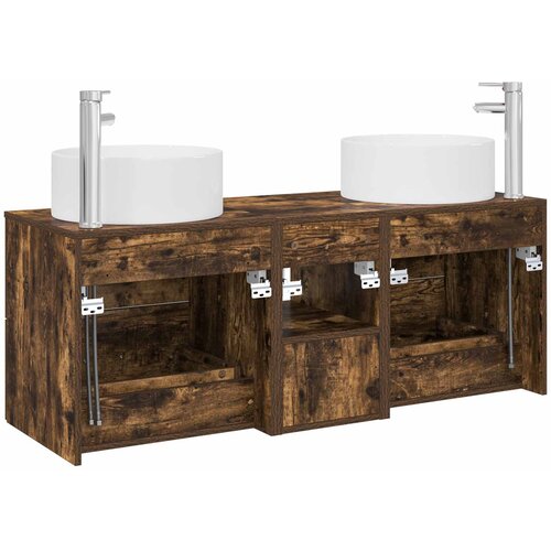  Set namje&amp;scaron;taja za kupaonicu 3 kom. Dimljeni hrast Smeđa 49.5 x 44.5 x 65.5 cm Slike