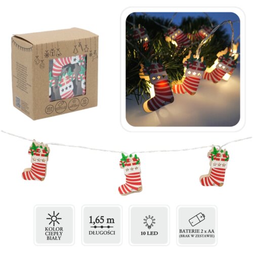 Molarem Home Božićne LED lampice na baterije &amp;ndash; 10 svjetala s motivom božićnih čizmica, 1,65 m Slike