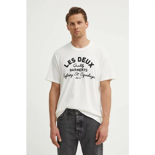 Les Deux Bombažna kratka majica moška, bež barva, LDM101173