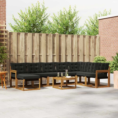  Set vanjskih sofa 9 kom. Prirodna i crna Cijene