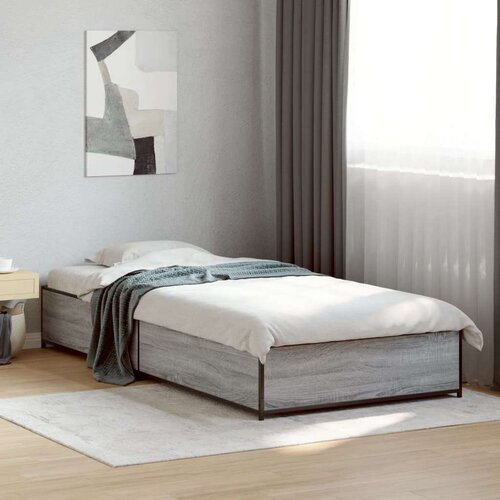 vidaXL Okvir za krevet boja hrasta 75x190 cm konstruirano drvo i metal Cene