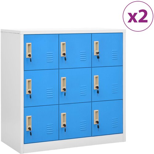  Ormarići s ključem 2 kom svjetlosivi/plavi 90x45x92,5 cm čelik Cijene
