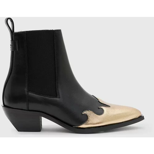 AllSaints Kožne kaubojske čizme Dellaware Boot za žene, boja: crna, s debelom potpeticom, WF733Z
