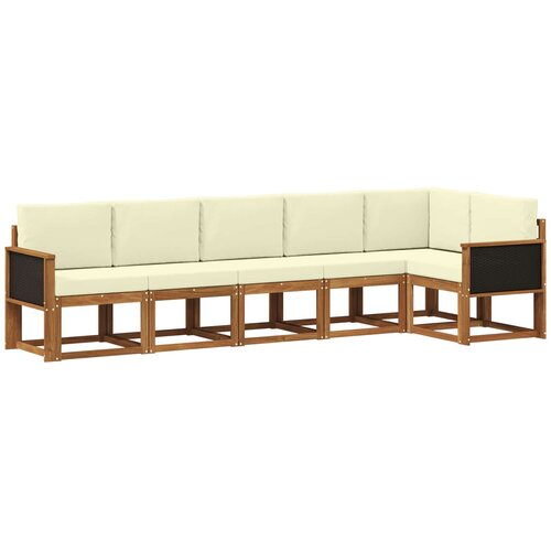 vidaXL Zunanja garnitura za sedenje 6 pcs Naravna in smetana Poliester, (5000280933) Cene
