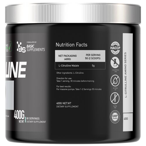 Basic Supplements l-citrulline pro 400g &amp;ndash; pojačava izdržljivost i protok krvi Slike