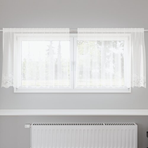 VidaXL Čipkasta zavjesa sa zavjesama Cvjetni Bijela 200 x 80 cm Poliester Slike