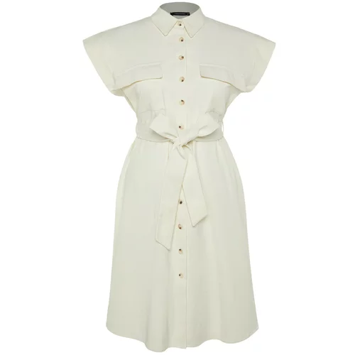 Trendyol Curve Stone Belted Woven Shirt Dress