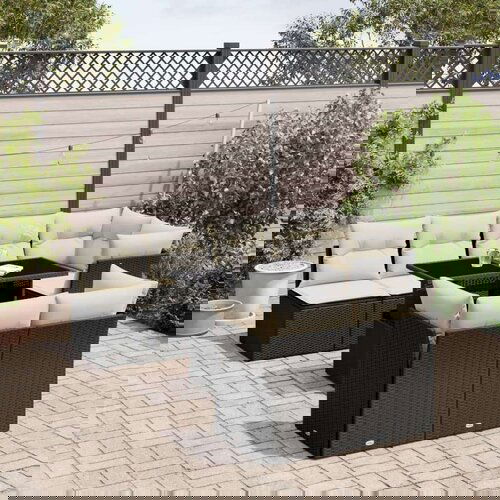  8-dijelni set vrtnih sofa od poliratana s jastucima crni Slike