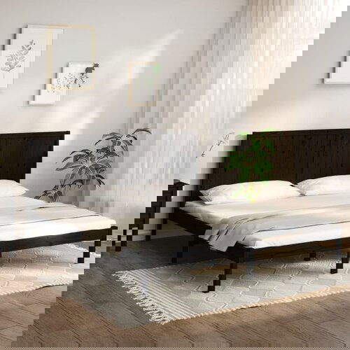 The Living Store Posteljni okvir črn iz trdne borovine 200x200 cm - Posteljni Okvir, (21530789) Cene